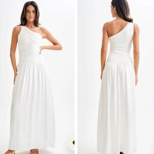 Jenna One-Shoulder Pleated Maxi Dress - Ivory NWT